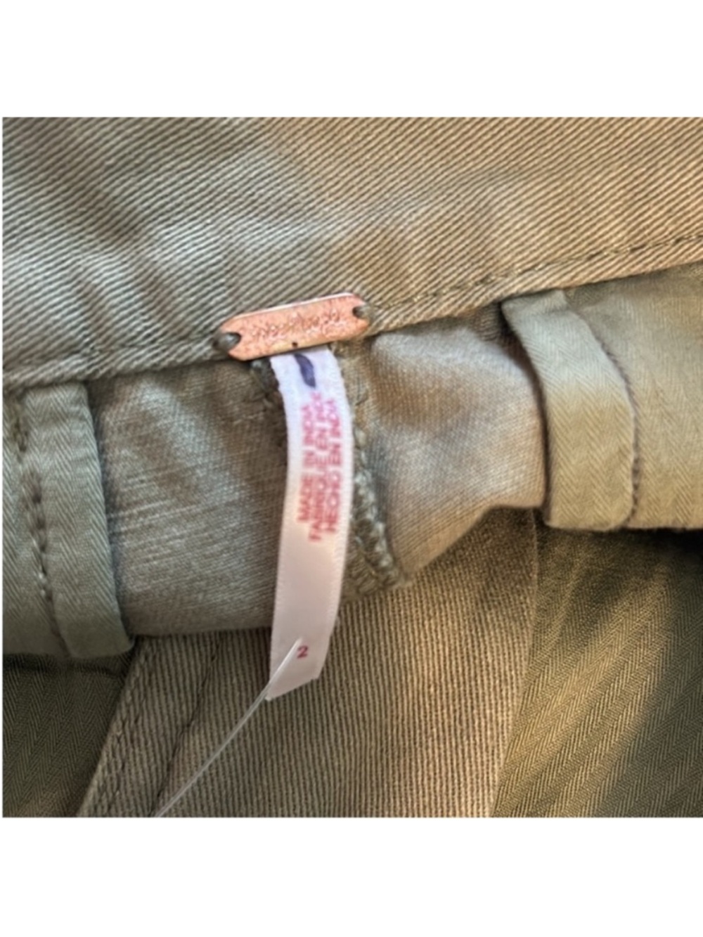 Free People 2 Pants Needed Breaking Trousers pockets 100% cotton in Willow NWT - Picture 10 of 13